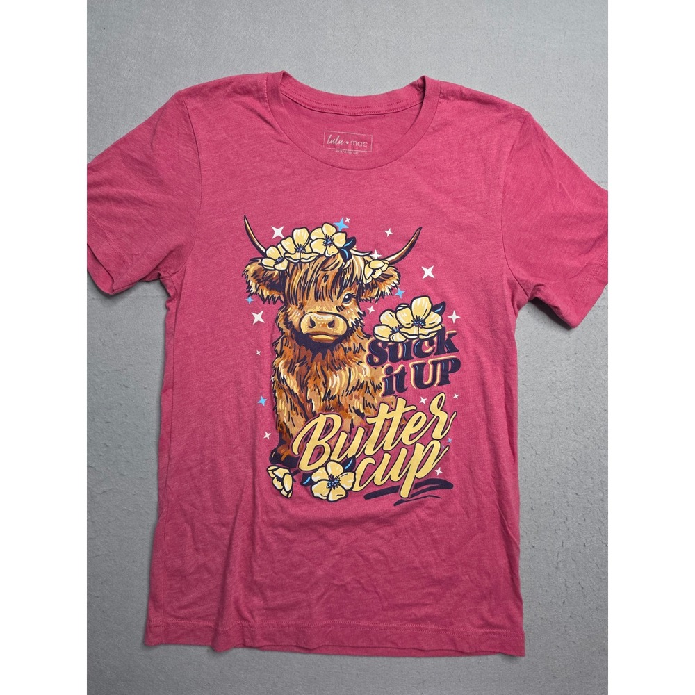 Lulu Mac T-Shirt Women's Small Pink Graphic Short‎ Sleeve Crew Neck Streetwear